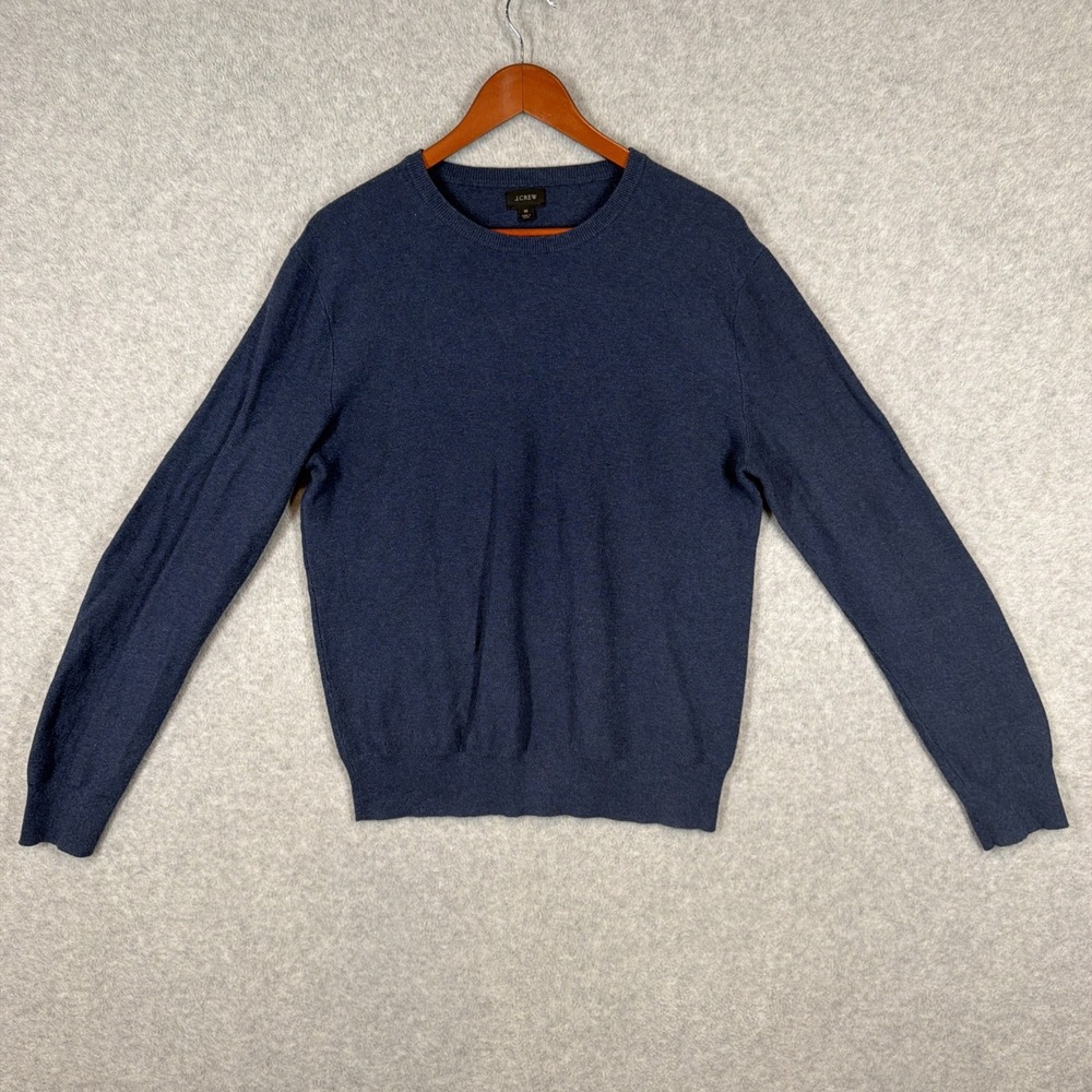 J.Crew Sweater Mens Medium Blue Crew Neck Long Sleeve 100% Cotton Casual Travel